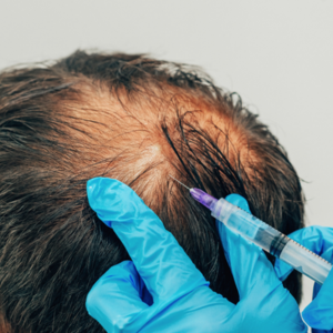 a man having a PRP for hair-loss at Trinity Med Spa